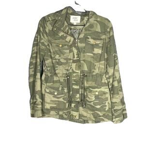 Outer Edge Utility Jacket Women Size Medium Green Camo Hooded Army Rebel Outdoor
